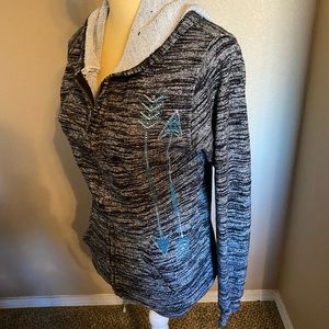 Zip Up Hoodie with Turquoise Arrows